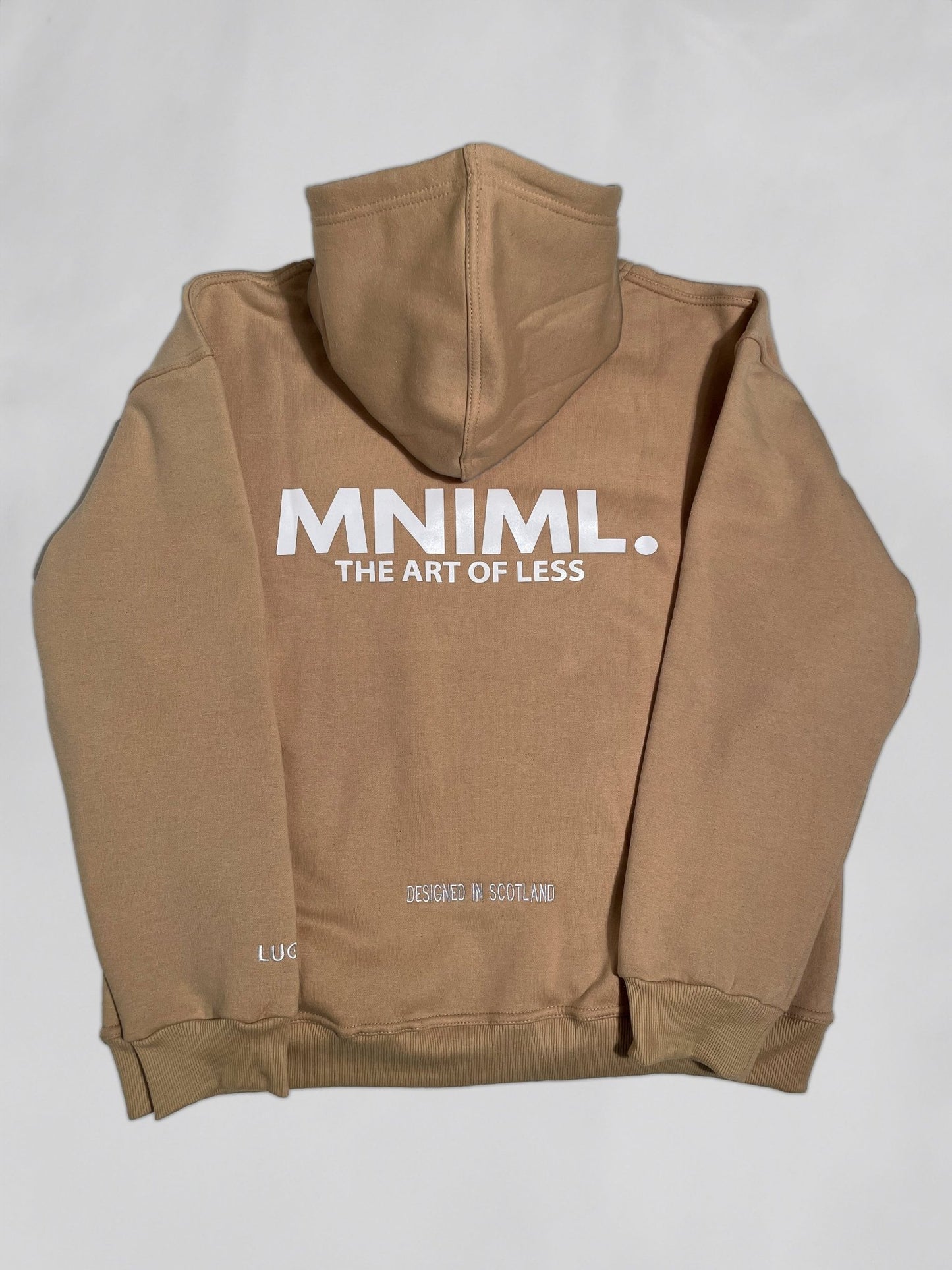 Oversized 'MNIML' Hoodie - Beige - LUGHA. Clothing - Hoodie