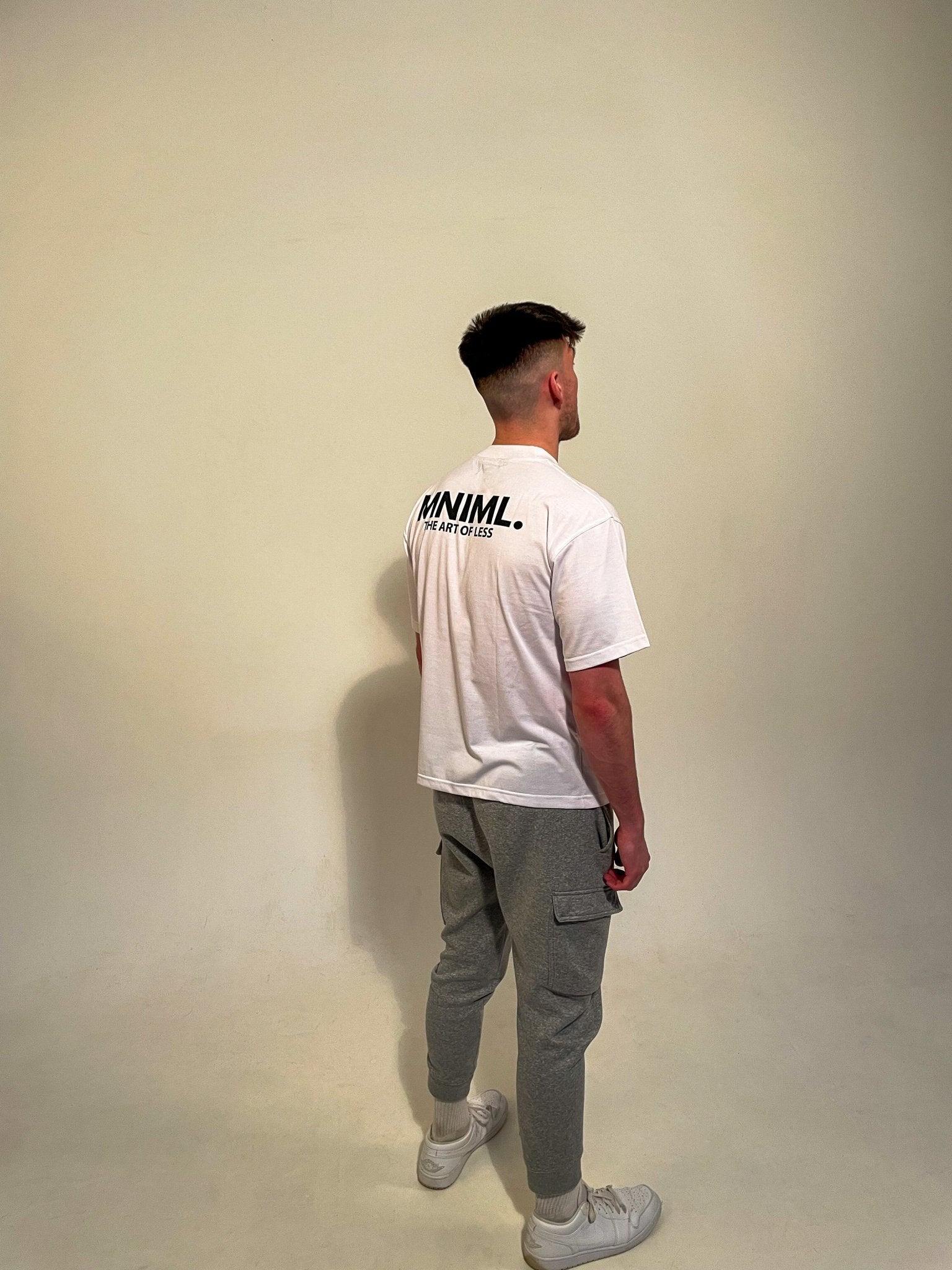 Oversized 'MNIML' Box Tee - White - LUGHA. Clothing - Tee