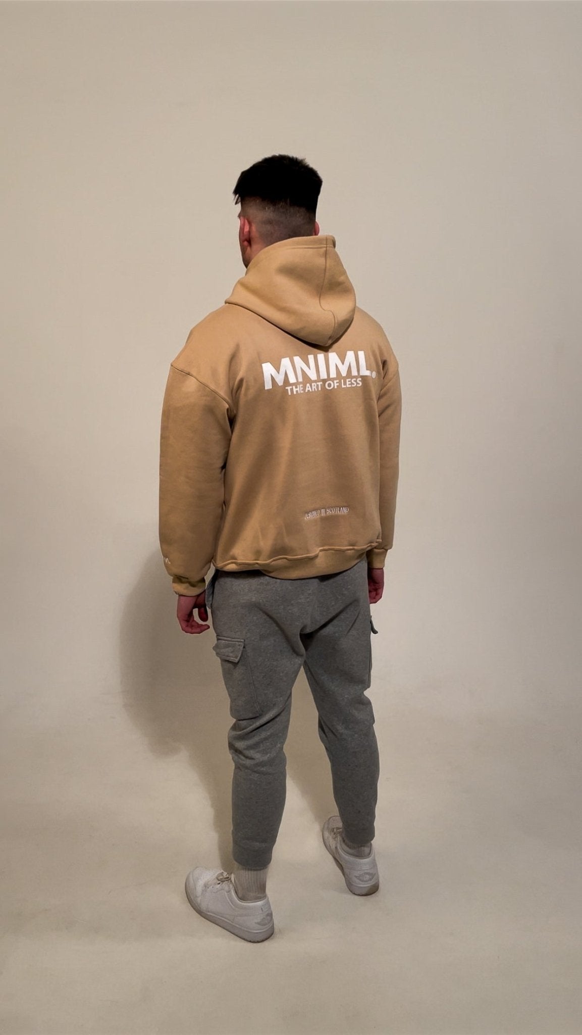 Oversized 'MNIML' Hoodie - Beige - LUGHA. Clothing - Hoodie