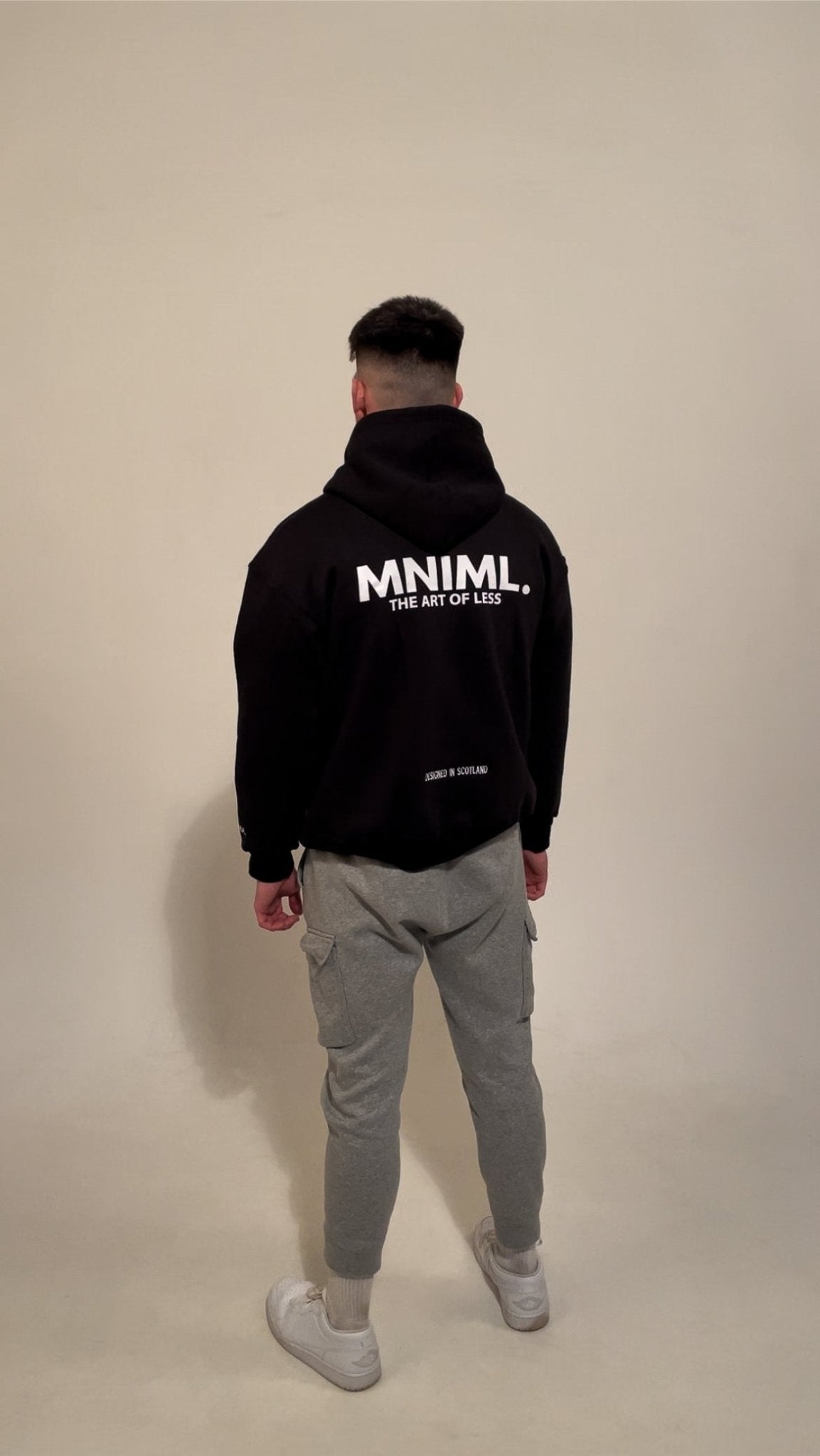 Oversized 'MNIML' Hoodie - Black - LUGHA. Clothing - Hoodie