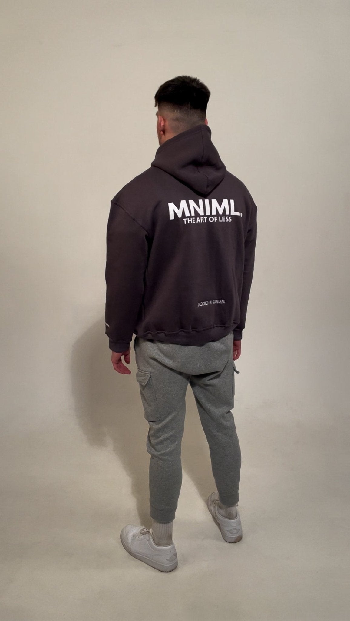 Oversized 'MNIML' Hoodie - Charcoal - LUGHA. Clothing - Hoodie