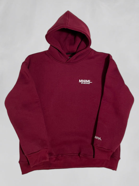 Oversized 'MNIML' Hoodie - Maroon - LUGHA. Clothing - Hoodie