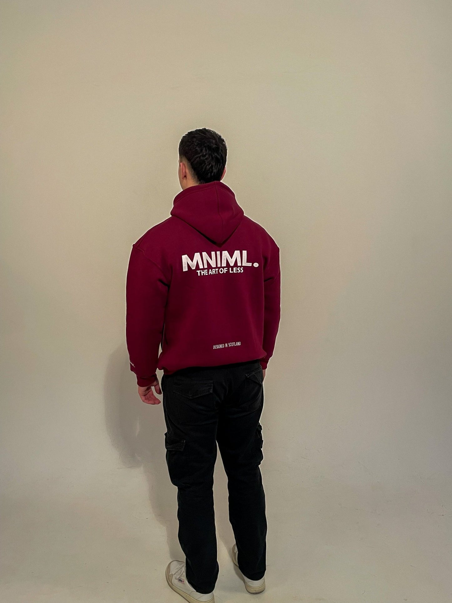 Oversized 'MNIML' Hoodie - Maroon - LUGHA. Clothing - Hoodie