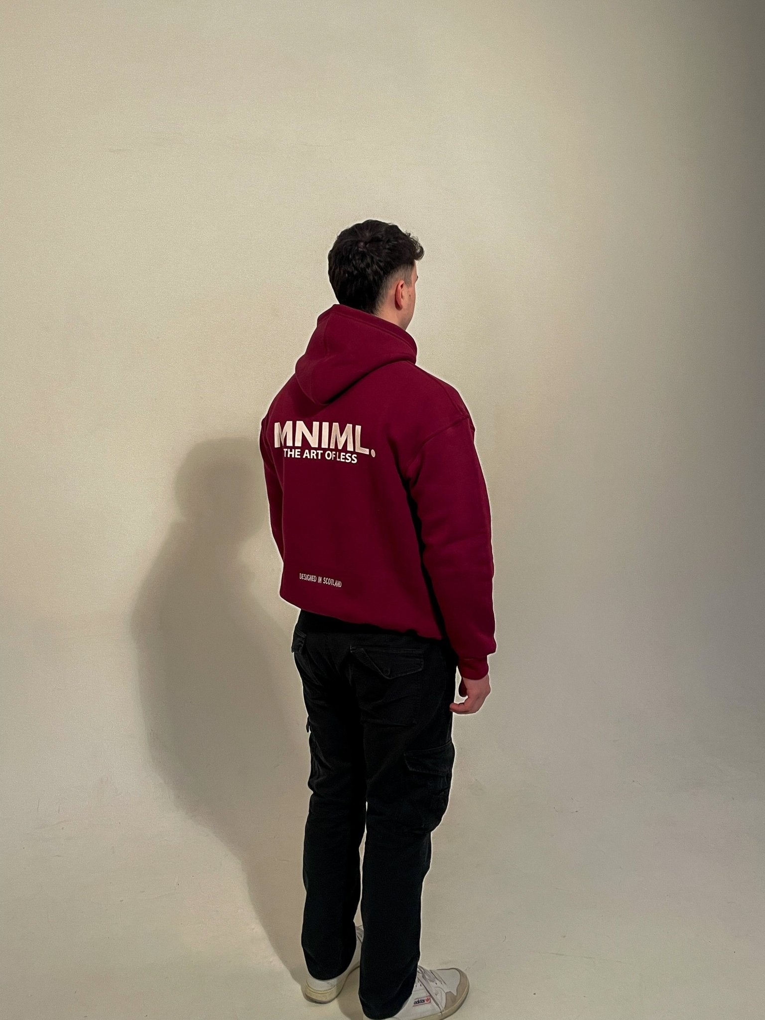 Oversized 'MNIML' Hoodie - Maroon - LUGHA. Clothing - Hoodie